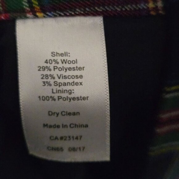 Talbots Celebrating Plaid Blue Green Red Wool Blend Ankle Pants Size 16p - Picture 7 of 7